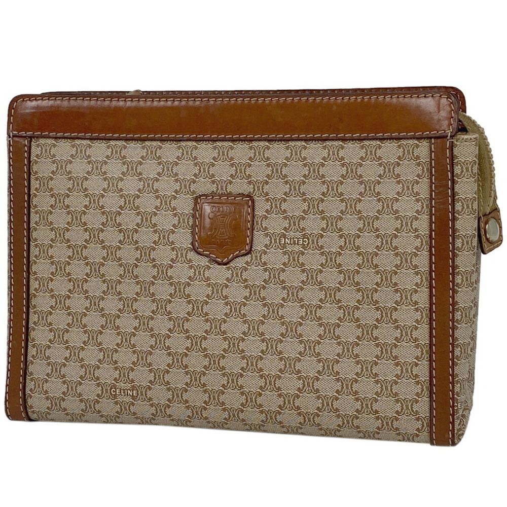 Celine Macadam clutch bag Shoulder canvas beige brown